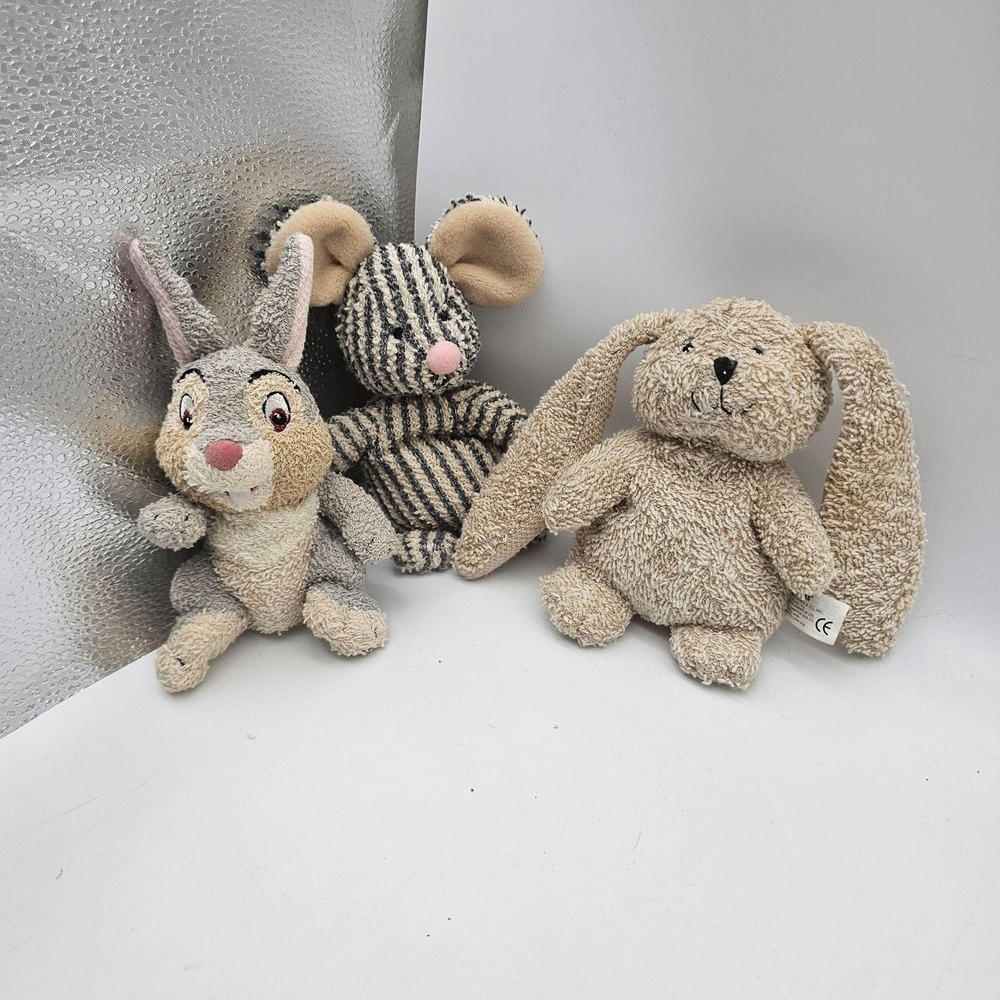 Bunny Mouse Plush Stuffed Toys Lot 3 Small Mixed Brands Disney Russ Cute Soft